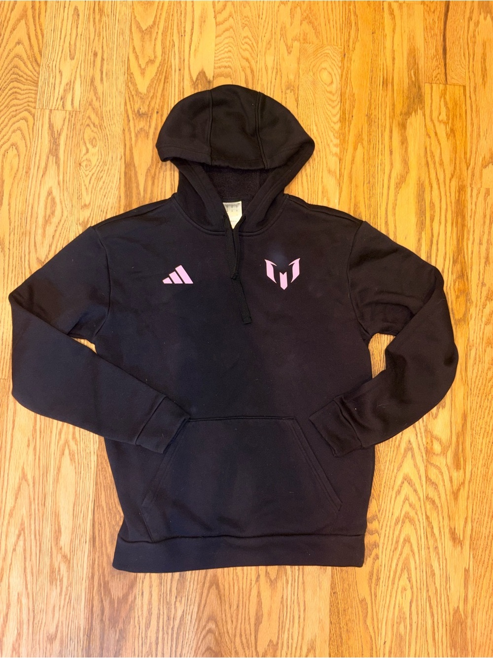 Adidas Lionel Messi #10 Graphic Fleece Hoodie Black Pink XS